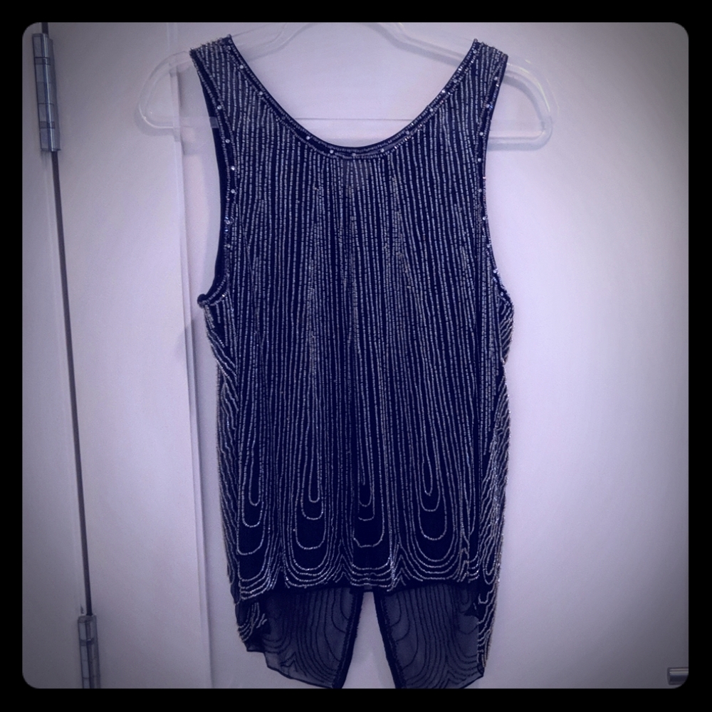 Beaded cross back evening top